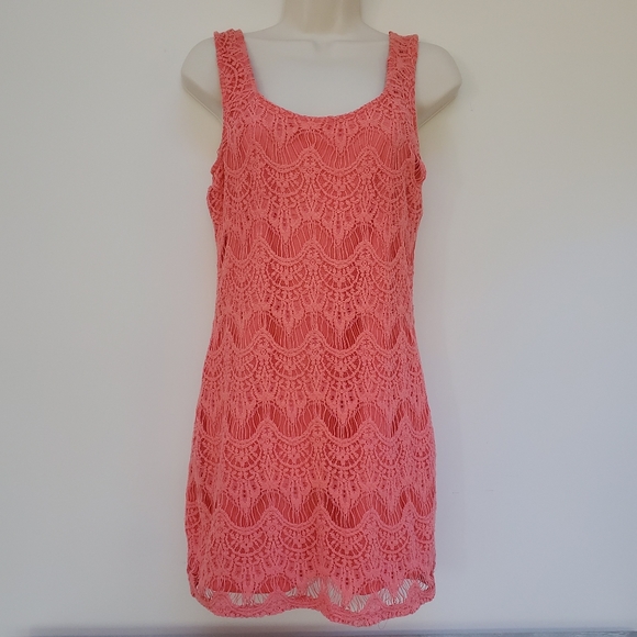 Wet Seal Dresses & Skirts - Coral Crocheted Dress